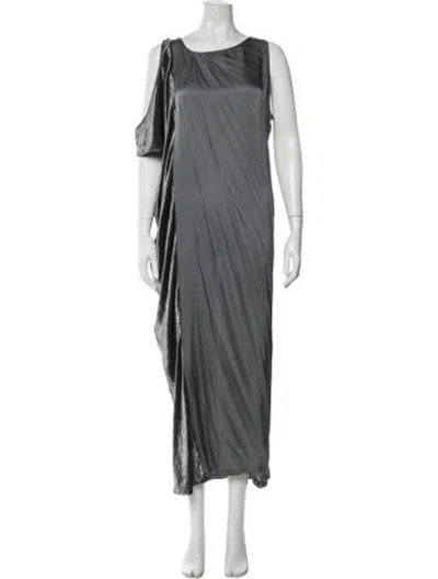Pre-owned Nicholas K Bateau Neckline Long Dress In Gray