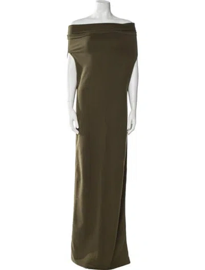 Pre-owned Nicholas K Bateau Neckline Long Dress In Green