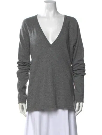 Pre-owned Nicholas K Cashmere V-neck Sweater In Grey