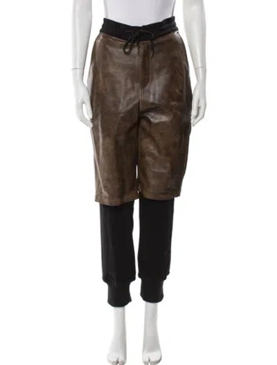 Pre-owned Nicholas K Colorblock Pattern Leather Trim Embellishment Sweatpants In Multi