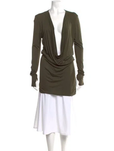 Pre-owned Nicholas K Cowl Neck Knee-length Dress In Green