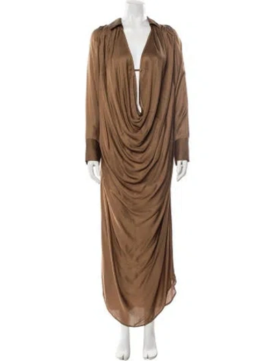 Pre-owned Nicholas K Cowl Neck Long Dress In Brown
