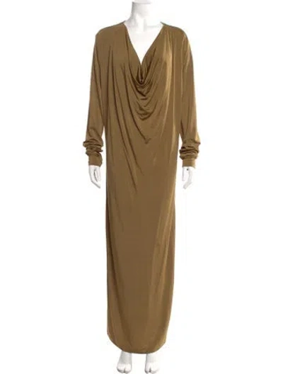 Pre-owned Nicholas K Cowl Neck Long Dress In Brown