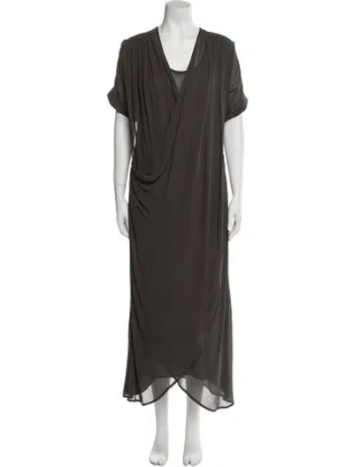 Pre-owned Nicholas K Cowl Neck Long Dress In Green