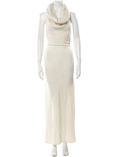 Pre-owned Nicholas K Cowl Neck Long Dress In Neutral