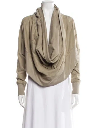 Pre-owned Nicholas K Cowl Neck Long Sleeve Hoodie In Green