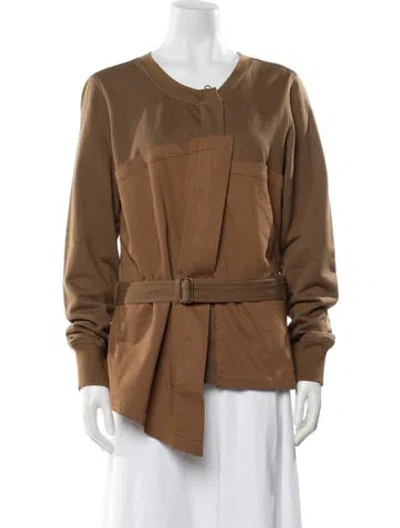 Pre-owned Nicholas K Crew Neck Long Sleeve Top In Brown