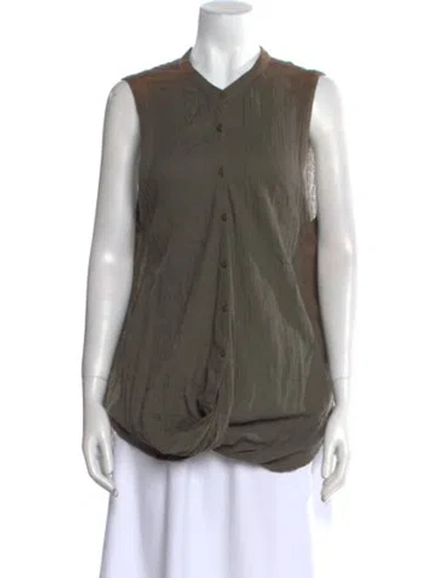 Pre-owned Nicholas K Crew Neck Sleeveless Button-up Top In Green