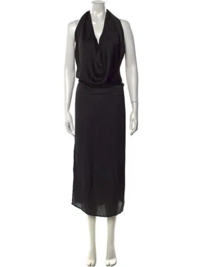 Pre-owned Nicholas K Halterneck Long Dress In Black