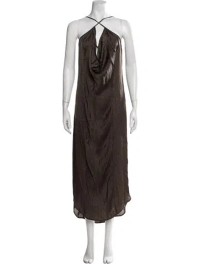 Pre-owned Nicholas K Halterneck Long Dress In Brown