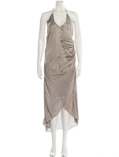 Pre-owned Nicholas K Halterneck Long Dress In Neutral