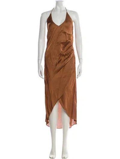 Pre-owned Nicholas K Halterneck Long Dress In Orange