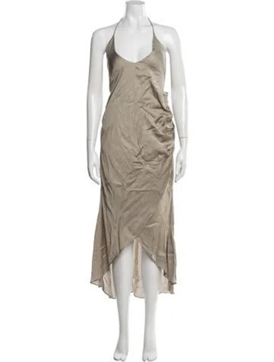 Pre-owned Nicholas K Halterneck Midi Length Dress In Grey