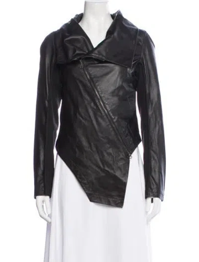 Pre-owned Nicholas K Leather Biker Jacket In Black