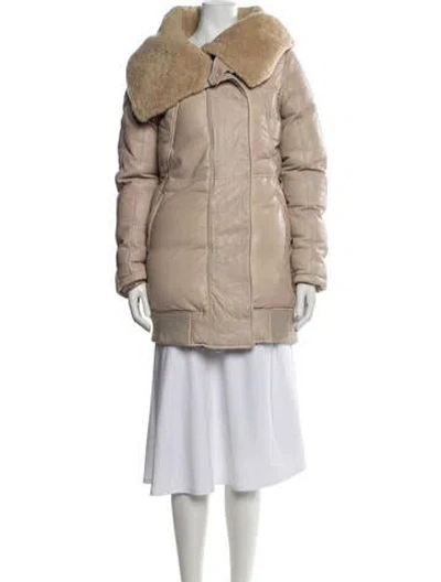Pre-owned Nicholas K Leather Down Coat In Neutrals