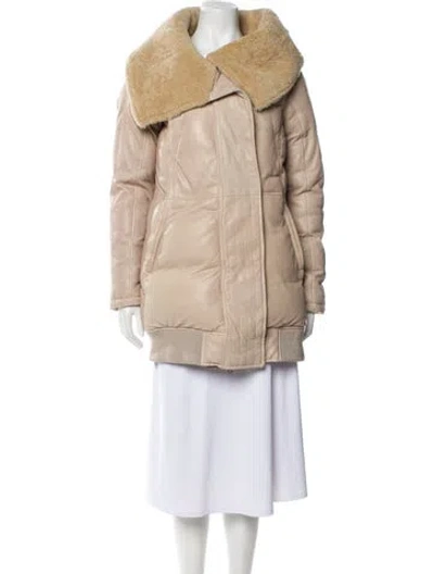 Pre-owned Nicholas K Leather Faux Fur Coat In Neutral