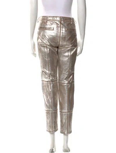 Pre-owned Nicholas K Leather Skinny Leg Pants W/ Tags In Brown/silver