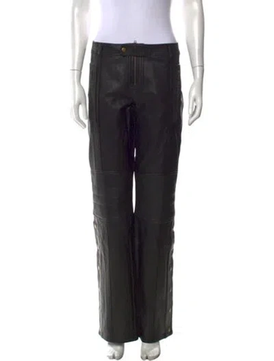 Pre-owned Nicholas K Leather Straight Leg Pants In Black