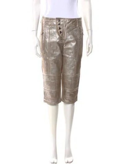 Pre-owned Nicholas K Leather Straight Leg Pants In Brown