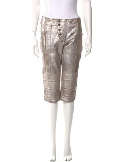 Pre-owned Nicholas K Leather Straight Leg Pants In Brown