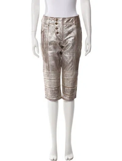 Pre-owned Nicholas K Leather Straight Leg Pants In Brown