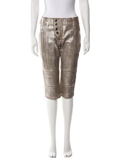 Pre-owned Nicholas K Leather Straight Leg Pants In Brown