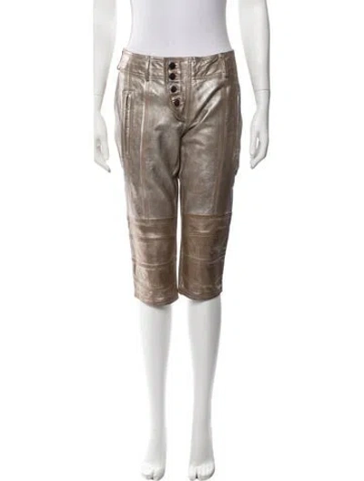 Pre-owned Nicholas K Leather Straight Leg Pants W/ Tags In Gold
