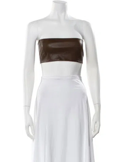 Pre-owned Nicholas K Leather Strapless Crop Top In Brown