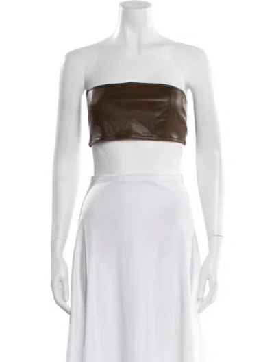 Pre-owned Nicholas K Leather Strapless Crop Top In Brown