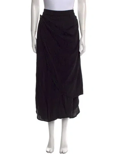 Pre-owned Nicholas K Leather Trim Embellishment Long Skirt In Black
