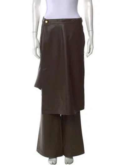 Pre-owned Nicholas K Leather Wide Leg Pants In Brown