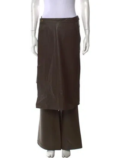 Pre-owned Nicholas K Leather Wide Leg Pants In Brown