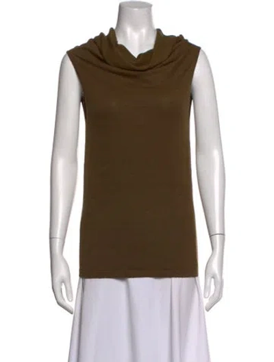 Pre-owned Nicholas K Linen Cowl Neck Top In Green