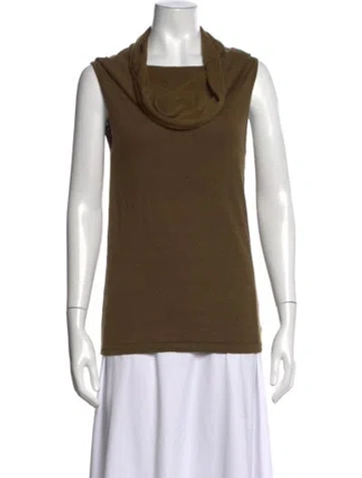 Pre-owned Nicholas K Linen Cowl Neck Top In Green