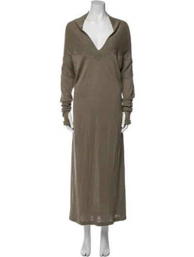 Pre-owned Nicholas K Linen Long Dress In Green