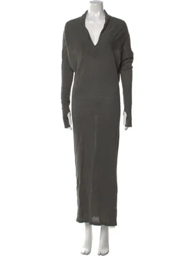 Pre-owned Nicholas K Linen Long Dress In Green