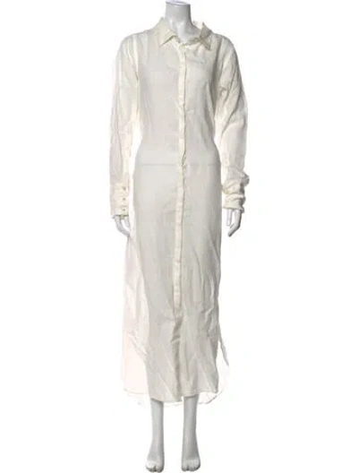 Pre-owned Nicholas K Linen Long Dress In White
