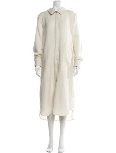 Pre-owned Nicholas K Linen Long Sleeve Button-up Top W/ Tags In Neutrals