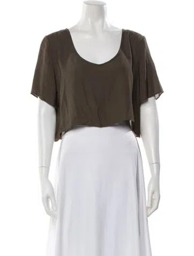 Pre-owned Nicholas K Linen Scoop Neck Top In Neutral