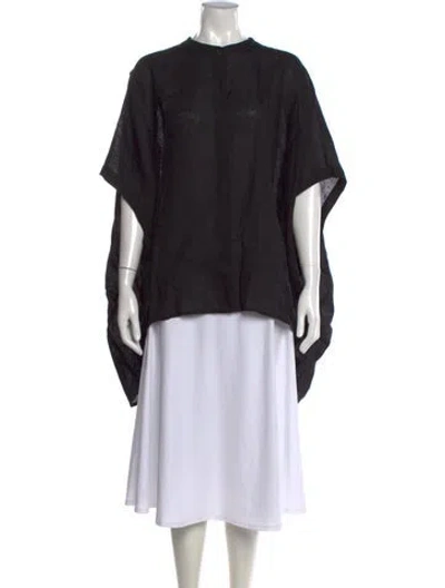 Pre-owned Nicholas K Linen Short Sleeve Top In Black