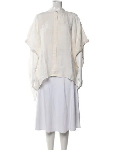 Pre-owned Nicholas K Linen Short Sleeve Top W/ Tags In Neutral