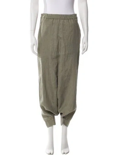 Pre-owned Nicholas K Linen Straight Leg Pants In Green