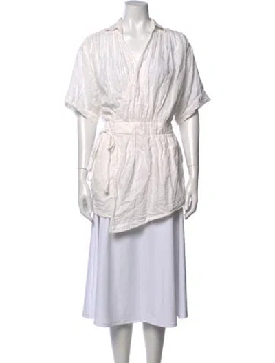 Pre-owned Nicholas K Linen V-neck Top In White
