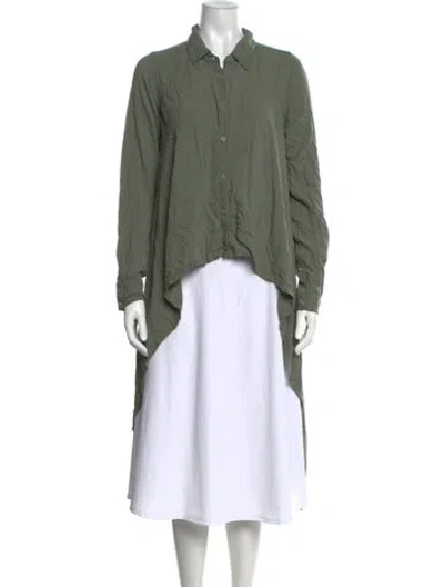 Pre-owned Nicholas K Long Sleeve Button-up Top In Green