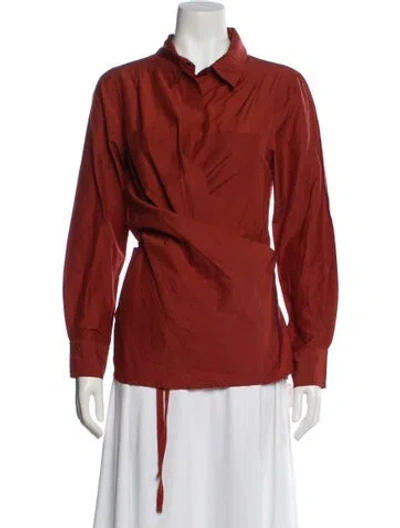 Pre-owned Nicholas K Long Sleeve Button-up Top In Orange