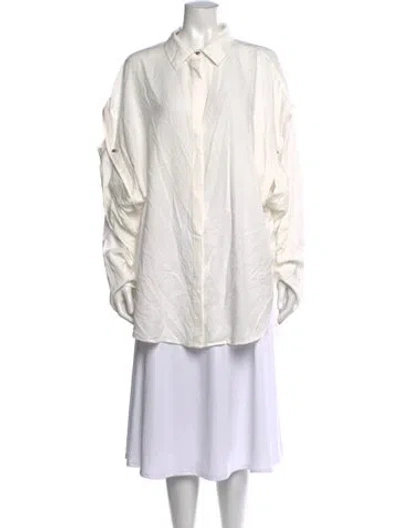 Pre-owned Nicholas K Long Sleeve Button-up Top In White