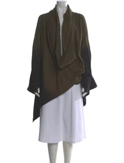 Pre-owned Nicholas K Open Front Long Sleeve Top In Green