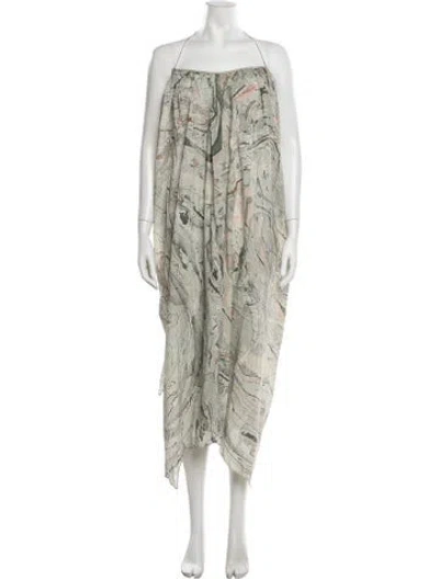 Pre-owned Nicholas K Patterned Long Dress In Green