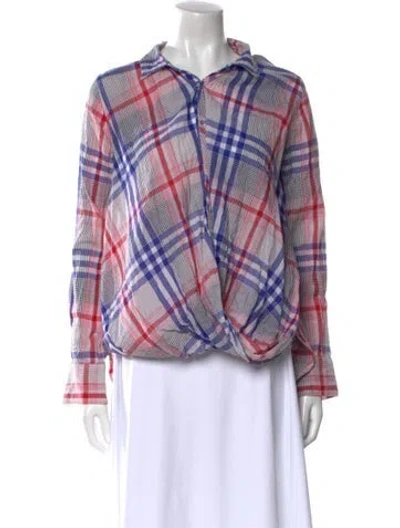 Pre-owned Nicholas K Plaid Print Long Sleeve Button-up Top In Multi