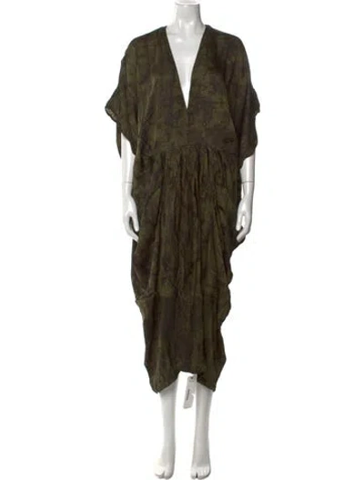 Pre-owned Nicholas K Printed Long Dress In Green